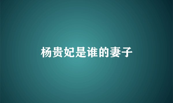 杨贵妃是谁的妻子