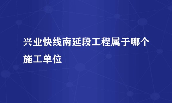 兴业快线南延段工程属于哪个施工单位
