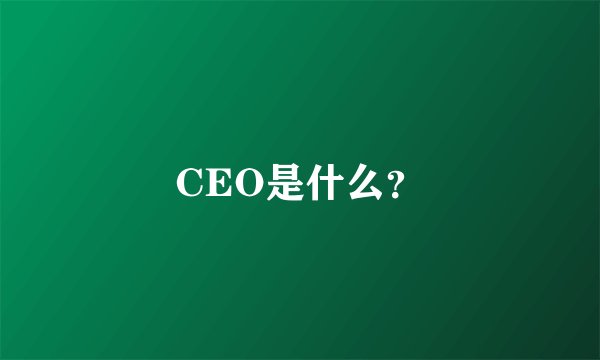 CEO是什么？