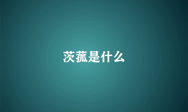 茨菰是什么