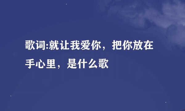 歌词:就让我爱你，把你放在手心里，是什么歌
