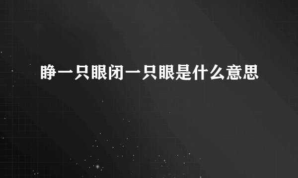 睁一只眼闭一只眼是什么意思