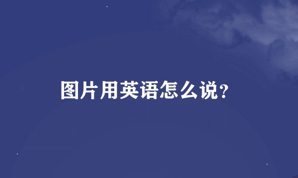 图片用英语怎么说？