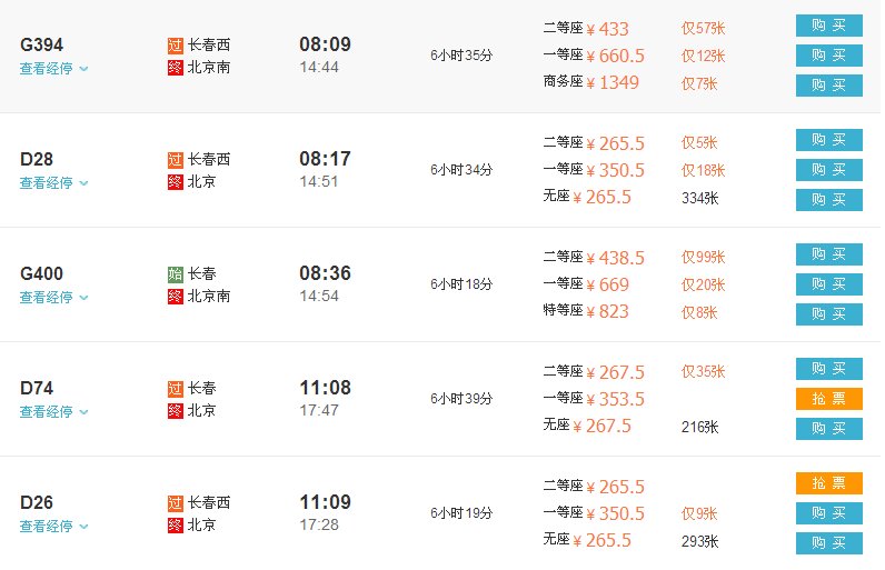 长春到北京通州火车站时刻表