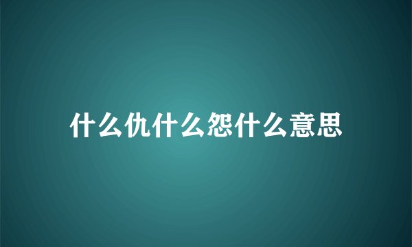 什么仇什么怨什么意思