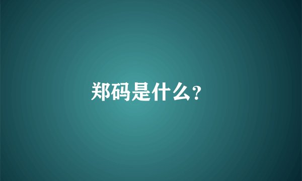 郑码是什么？