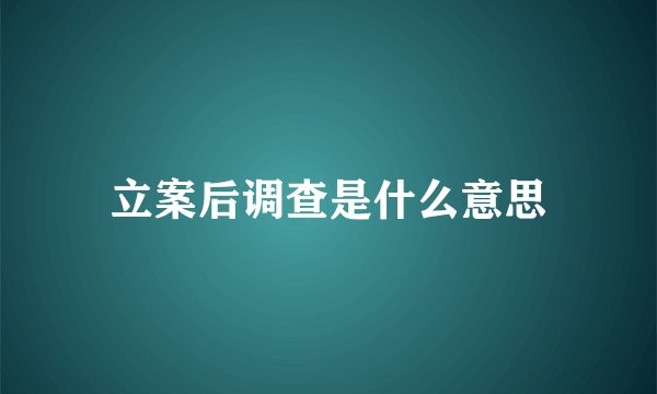 立案后调查是什么意思