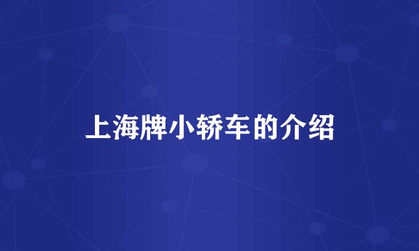 上海牌小轿车的介绍