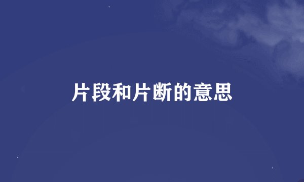 片段和片断的意思