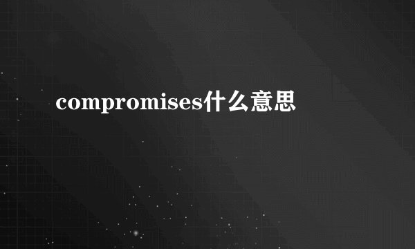 compromises什么意思
