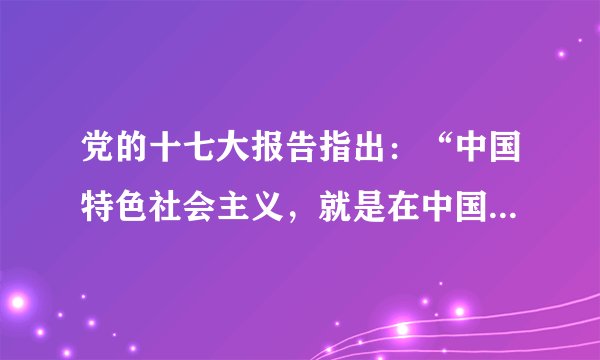 党的十七大报告指出：“中国特色社会主义，就是在中国共产党的领导下，立足基本国情，以（）坚持（）（）