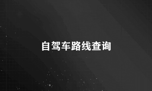 自驾车路线查询