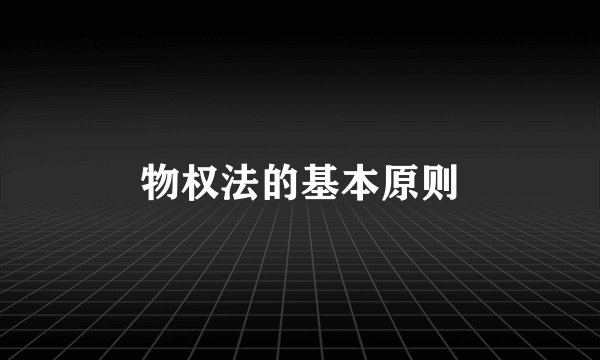 物权法的基本原则