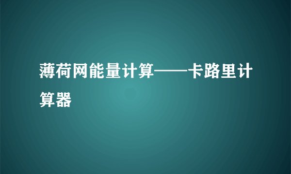 薄荷网能量计算——卡路里计算器