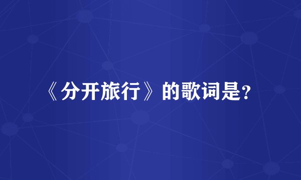 《分开旅行》的歌词是？