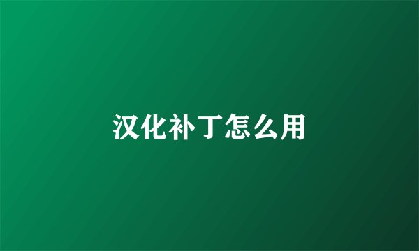 汉化补丁怎么用