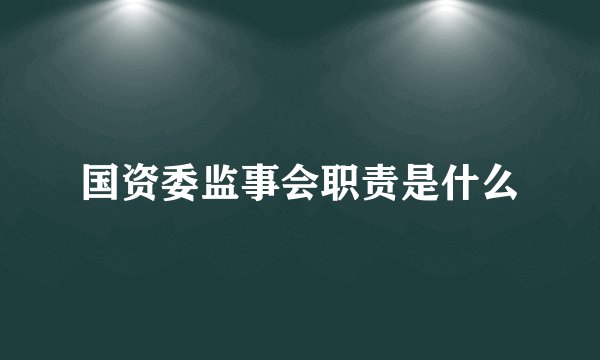 国资委监事会职责是什么