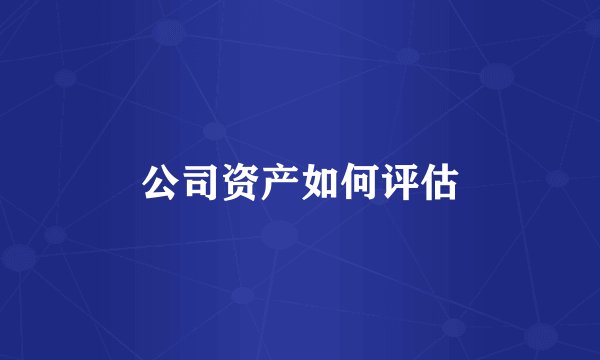 公司资产如何评估