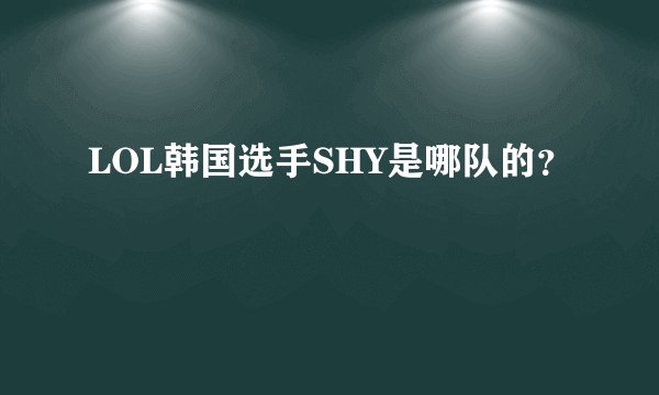 LOL韩国选手SHY是哪队的？
