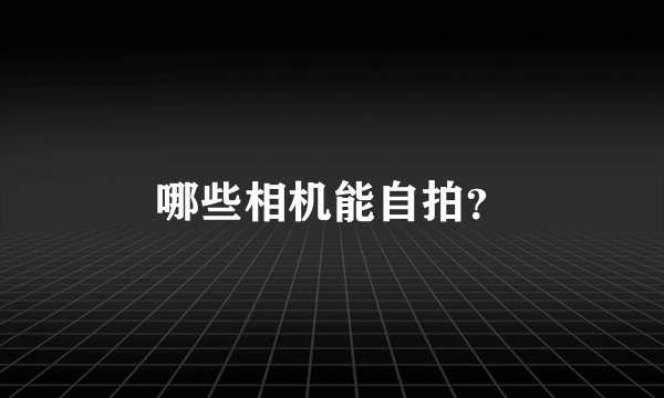 哪些相机能自拍？