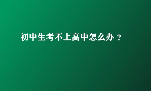 初中生考不上高中怎么办 ？