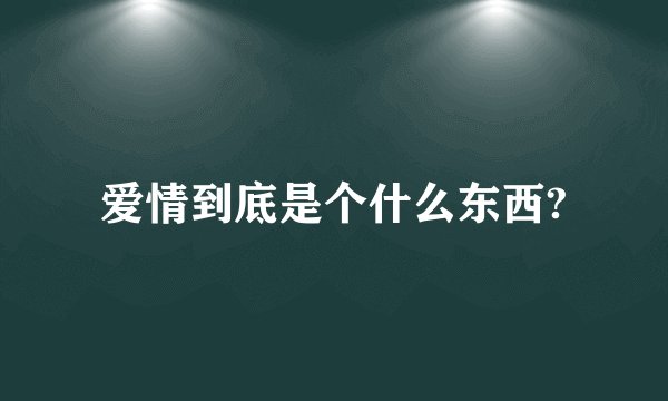 爱情到底是个什么东西?