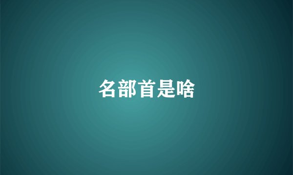 名部首是啥
