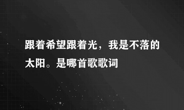 跟着希望跟着光，我是不落的太阳。是哪首歌歌词