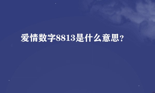 爱情数字8813是什么意思？
