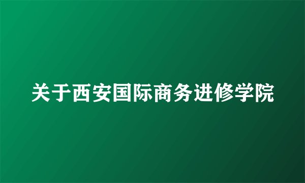 关于西安国际商务进修学院
