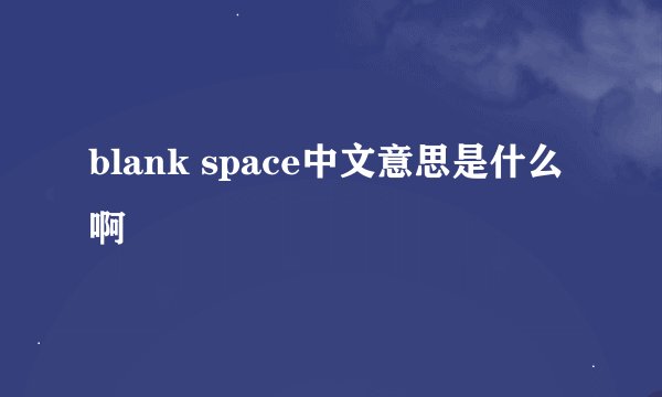 blank space中文意思是什么啊