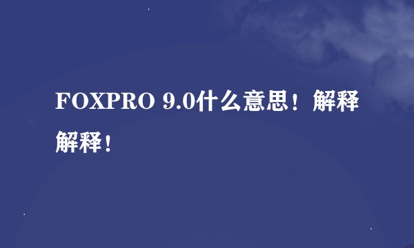FOXPRO 9.0什么意思！解释解释！