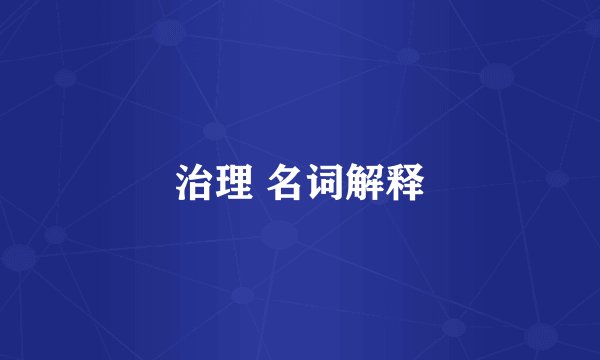 治理 名词解释