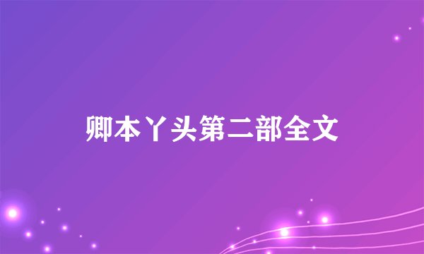 卿本丫头第二部全文