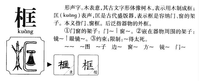 “框”这个字有几个读音？分别是第几声。
