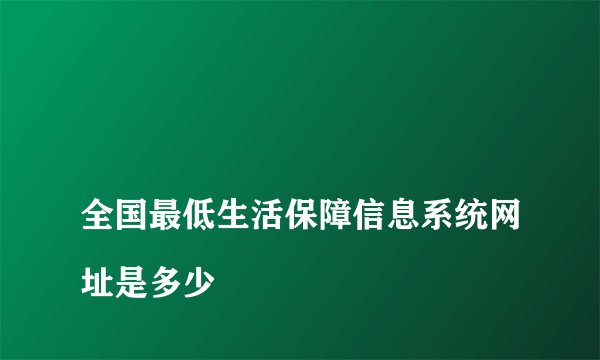 
全国最低生活保障信息系统网址是多少


