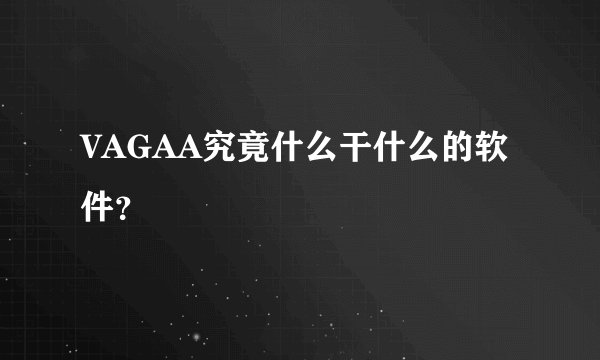 VAGAA究竟什么干什么的软件？