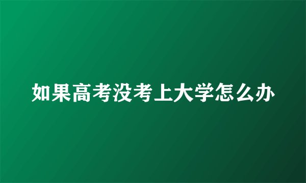 如果高考没考上大学怎么办