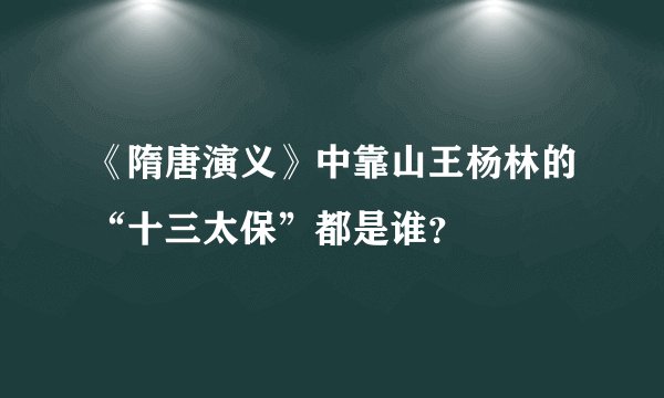 《隋唐演义》中靠山王杨林的“十三太保”都是谁？
