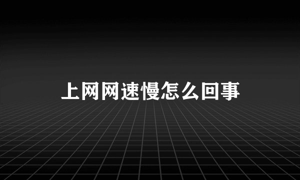 上网网速慢怎么回事