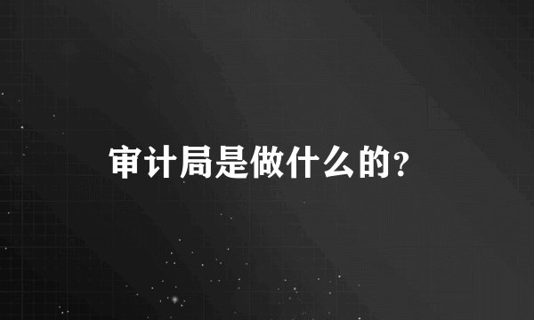 审计局是做什么的？