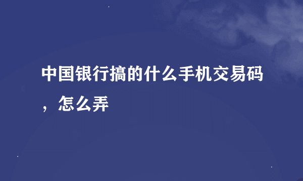 中国银行搞的什么手机交易码，怎么弄