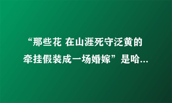 “那些花 在山涯死守泛黄的牵挂假装成一场婚嫁”是哈儿传奇片尾曲的歌词，本人想知道这首歌的名字