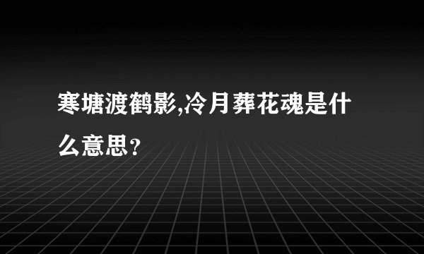 寒塘渡鹤影,冷月葬花魂是什么意思?