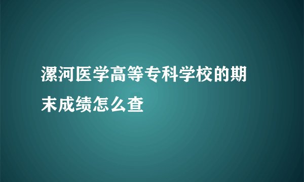 漯河医学高等专科学校的期 末成绩怎么查