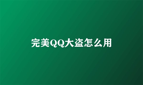 完美QQ大盗怎么用