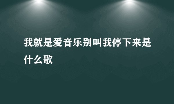 我就是爱音乐别叫我停下来是什么歌
