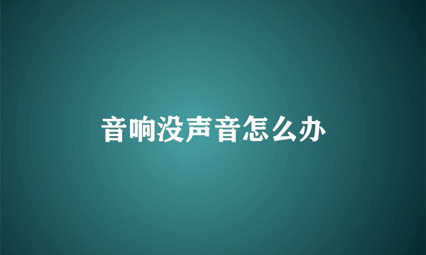 音响没声音怎么办