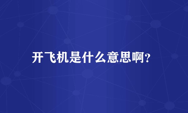 开飞机是什么意思啊？