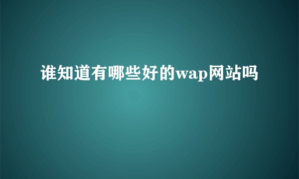 谁知道有哪些好的wap网站吗